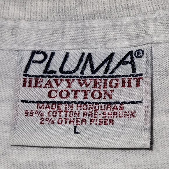 Pluma Vintage Mens Large Pale Gray T-Shirt 100% Heavyweight Cotton Short Sleeves - Picture 2 of 8